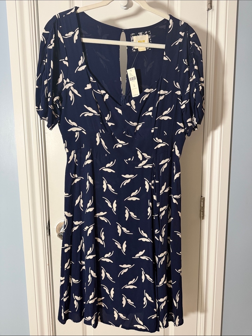 NWT Anthropologie Maeve Rhea Sweetheart Mini Dress Navy Size 10
